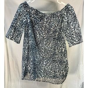 Michael Kors Xs Cotton Navy And‎ White Off The Shoulder